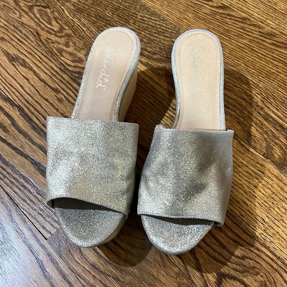 Splendid Gold Metallic Slide Platform Sandals